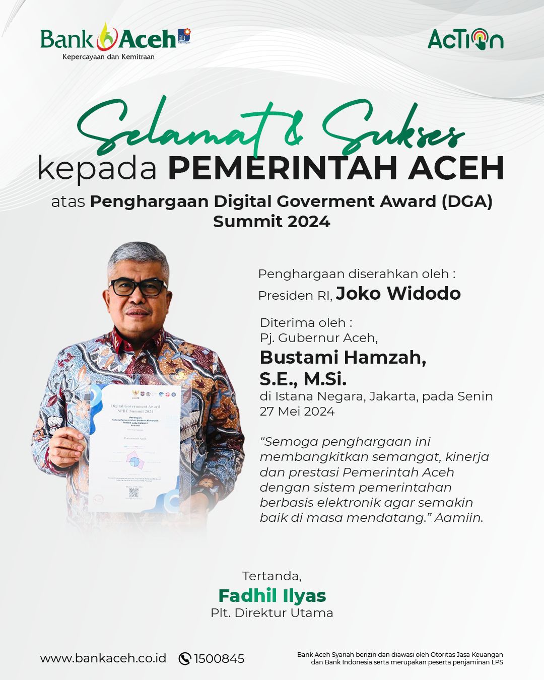Selamat & Sukses kepada Pemerintah Aceh