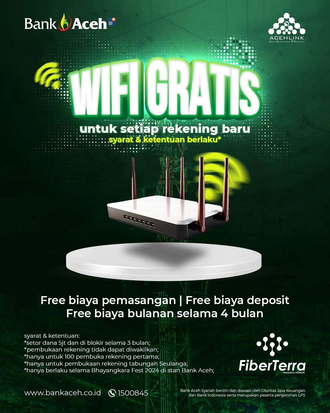 Wifi Gratis untuk Rekening Baru di Bank Aceh Syariah